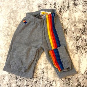 Aviator Nation gray striped sweatpants w/ crop T